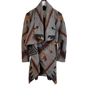 American Rag Tribal Print Shawl Collar in Grey Aztec